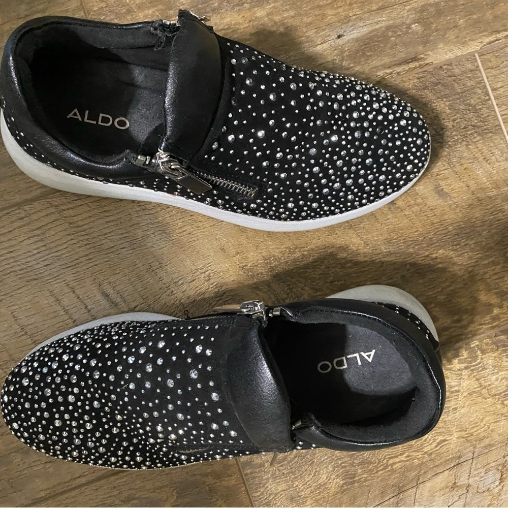 ALDO Studded Sneakers Black Women’s Size 6.5 - Picture 4 of 5